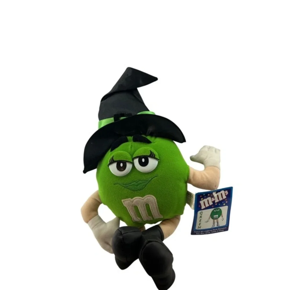 M&M's Green Witch‎ Plush Toy Large 19 inch Green Black Excellent Vintage 2001